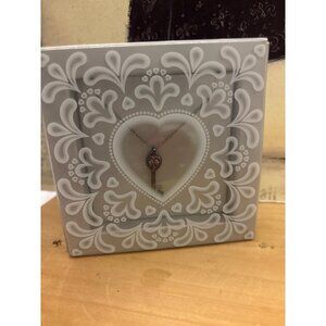 Heart Key Pendant Necklace Sterlin Silver With Pink June Gemstone & Silver Chain